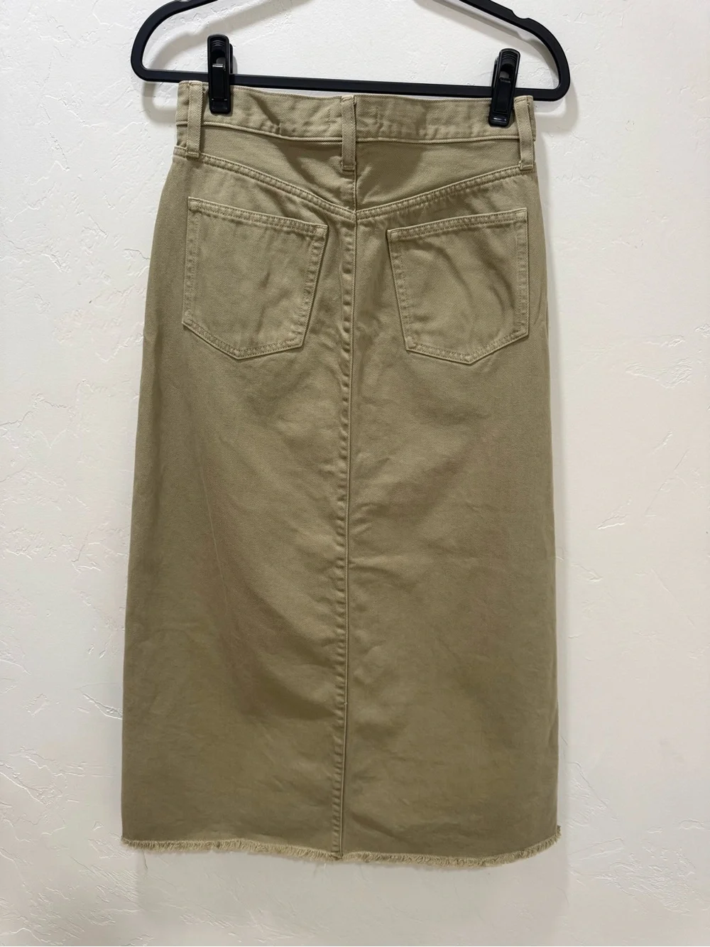 J. Crew Classic Denim Maxi Skirt in Khaki Women's 27 BZ160 Utilitarian